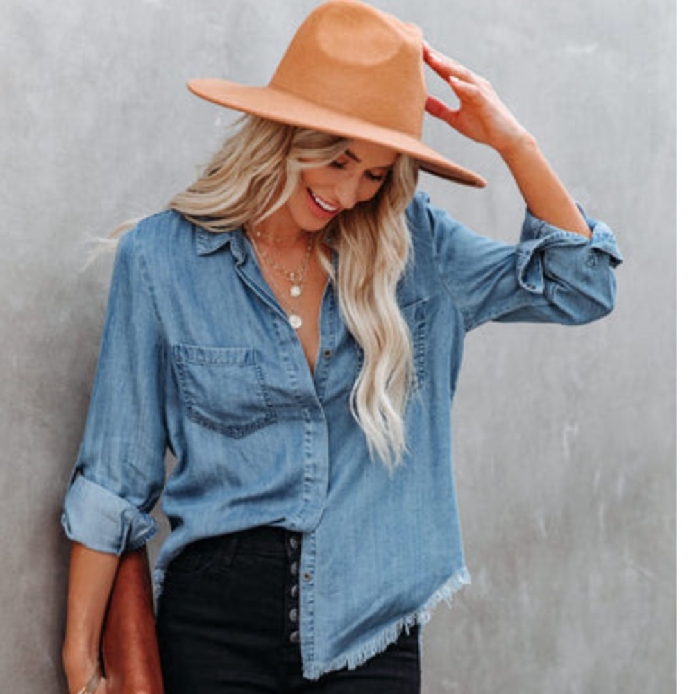 Frayed denim top from VICI NWT